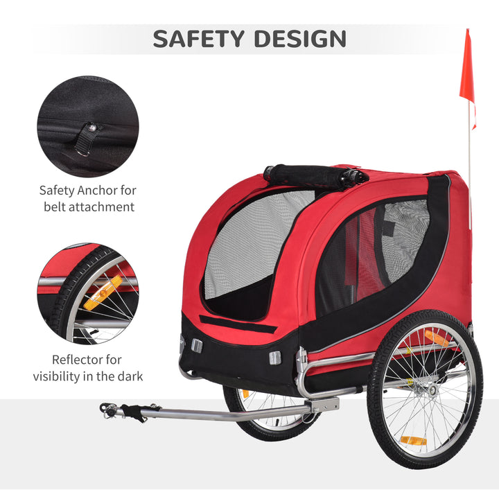 Steel Dog Bike Trailer Pet Cart Carrier for Bicycle Kit Water Resistant with Hitch Coupler Travel Black and Red