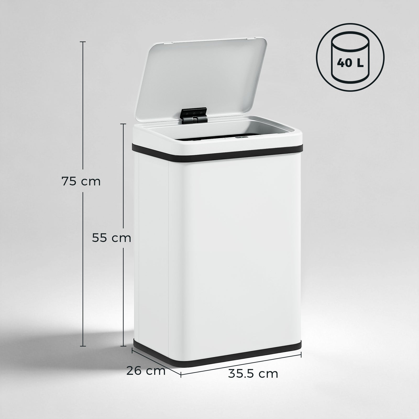40L Sensor Bin with Soft-Close Lid, Stainless Steel Automatic Touchles