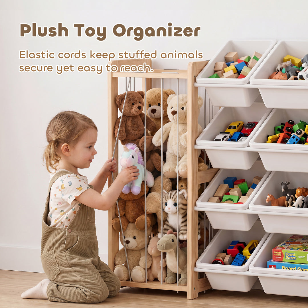 Wooden Toy Storage Unit with Stuffed Animal Storage, Bookshelf and 12 - view 5