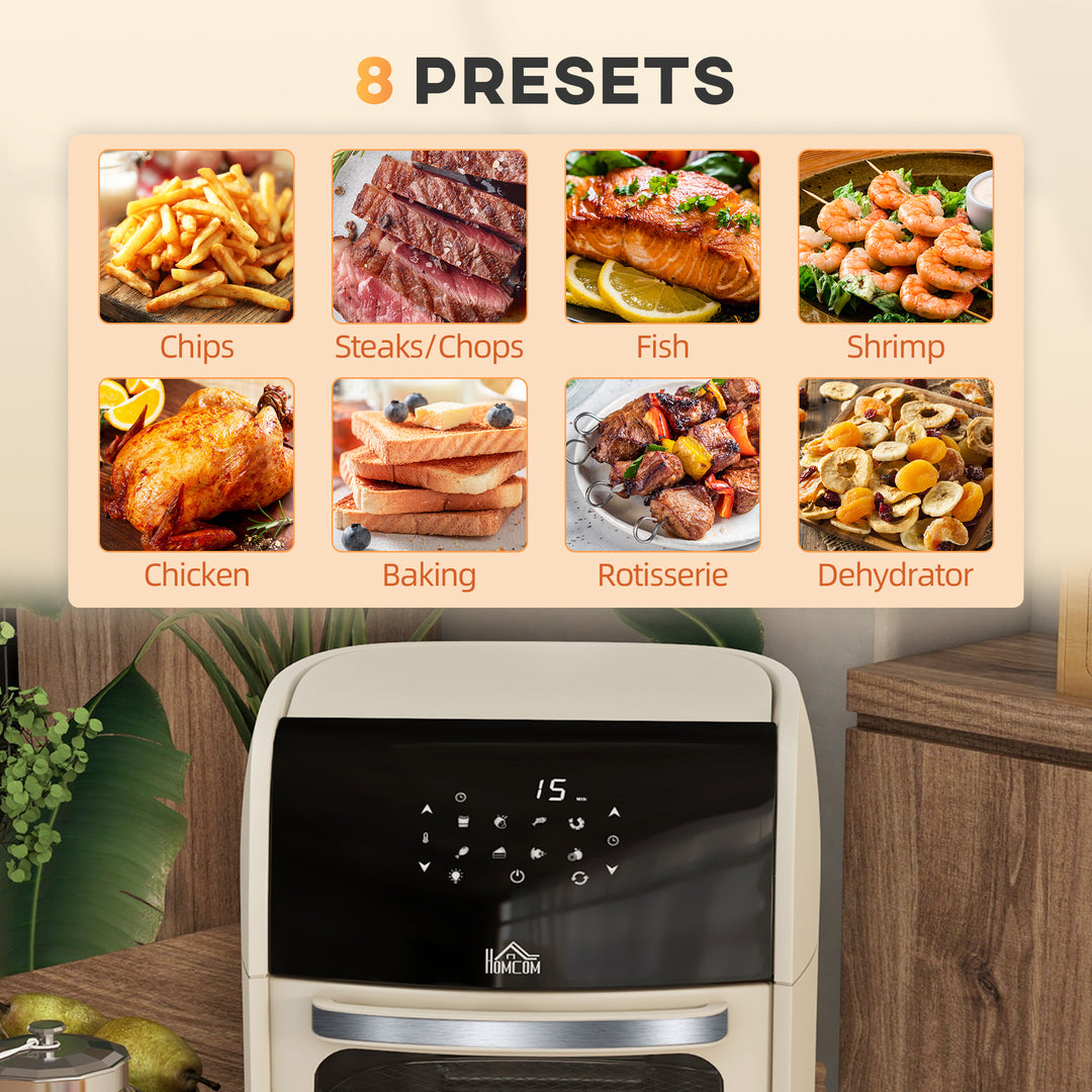 Digital Air Fryer with 8 Preset Modes, Rapid Air Circulation, 12L Air Fryer Oven with Memory Function, 1800W, Cream
