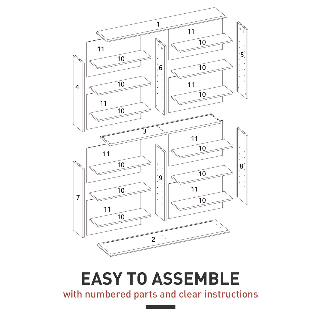 16-Compartment Media Shelf- White