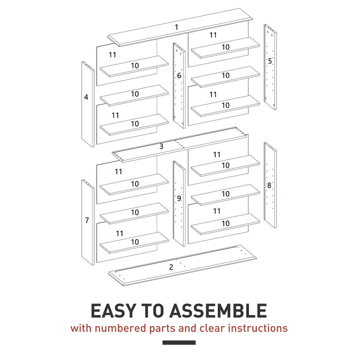 16-Compartment Media Shelf- White