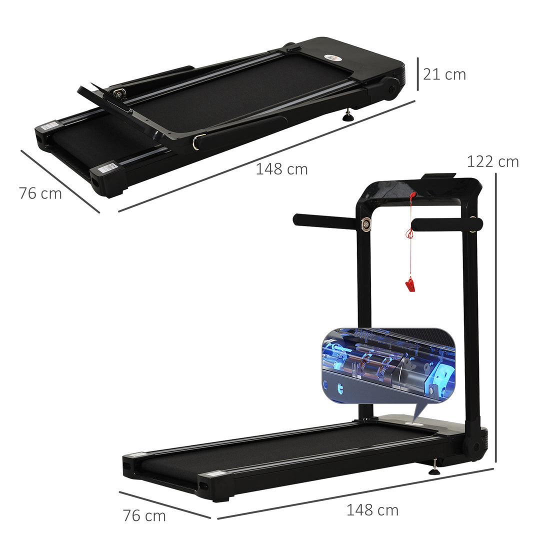 Folding Treadmill, 1.85HP Installation-Free Walking Jogging Running Machine, 12KM/H with 12 Pre-Programs and LED Display for Home Gym Office
