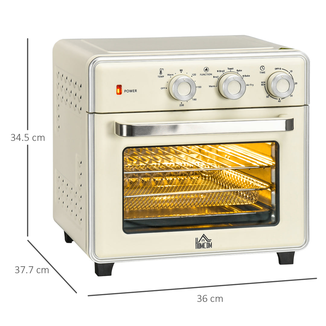 HOMCOM 7-in-1 Toaster Oven, 20L 4-Slice Convection Oven with Warm, Broil, Toast, Bake, Air Fryer, 60min Timer and Adjustable Thermostat