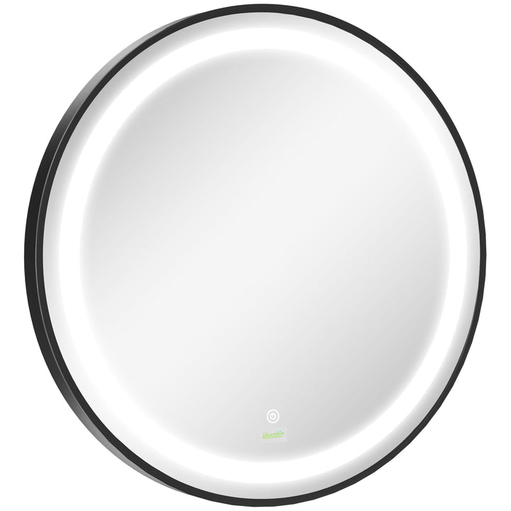 kleankin Luminous Lavatory Mirror: Round, Dimmable LED, Wall-Mounted, 3 Temperature Tones, Memory Function, Hardwired | Aosom UK