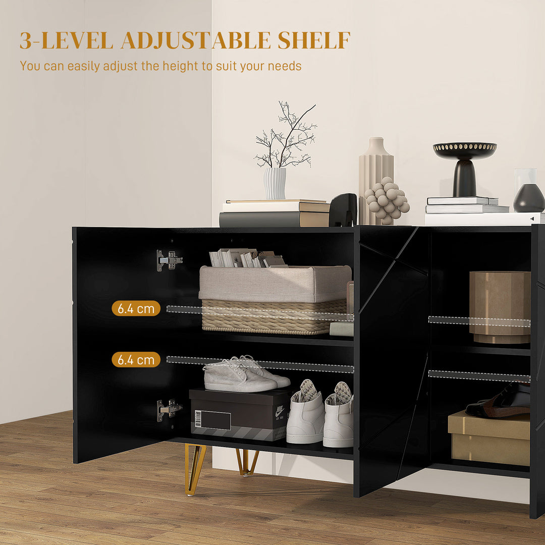 Modern Luxe High Gloss Sideboard, with Hairpin Legs - Black
