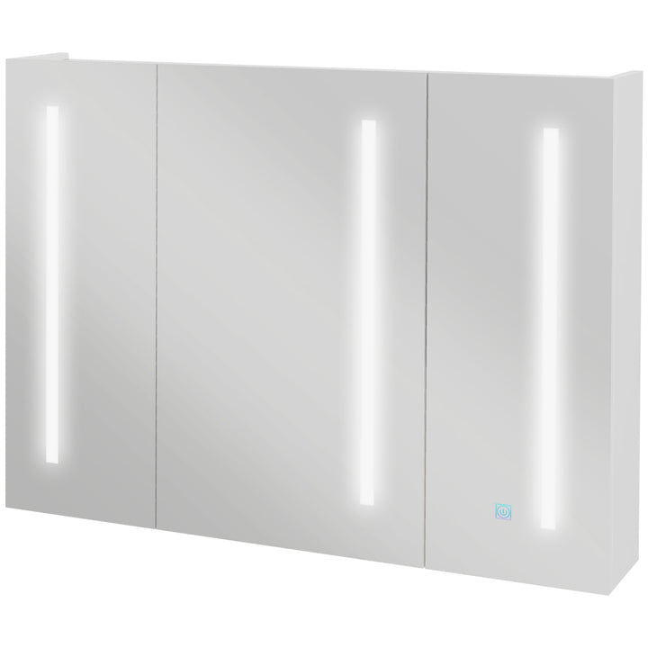 Kleankin Illuminated Bathroom Cabinet: Wall-Mounted Storage with LED Light & USB Charging, Adjustable Shelf, 90x15x70cm, White | Aosom UK