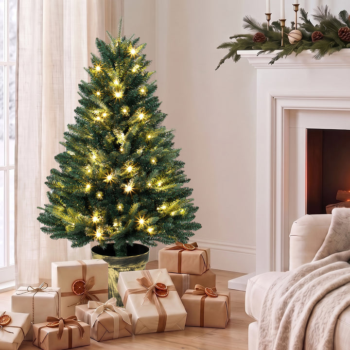 Realistic Xmas Tree, 4ft Prelit Artificial Christmas Tree with 80 - view 2
