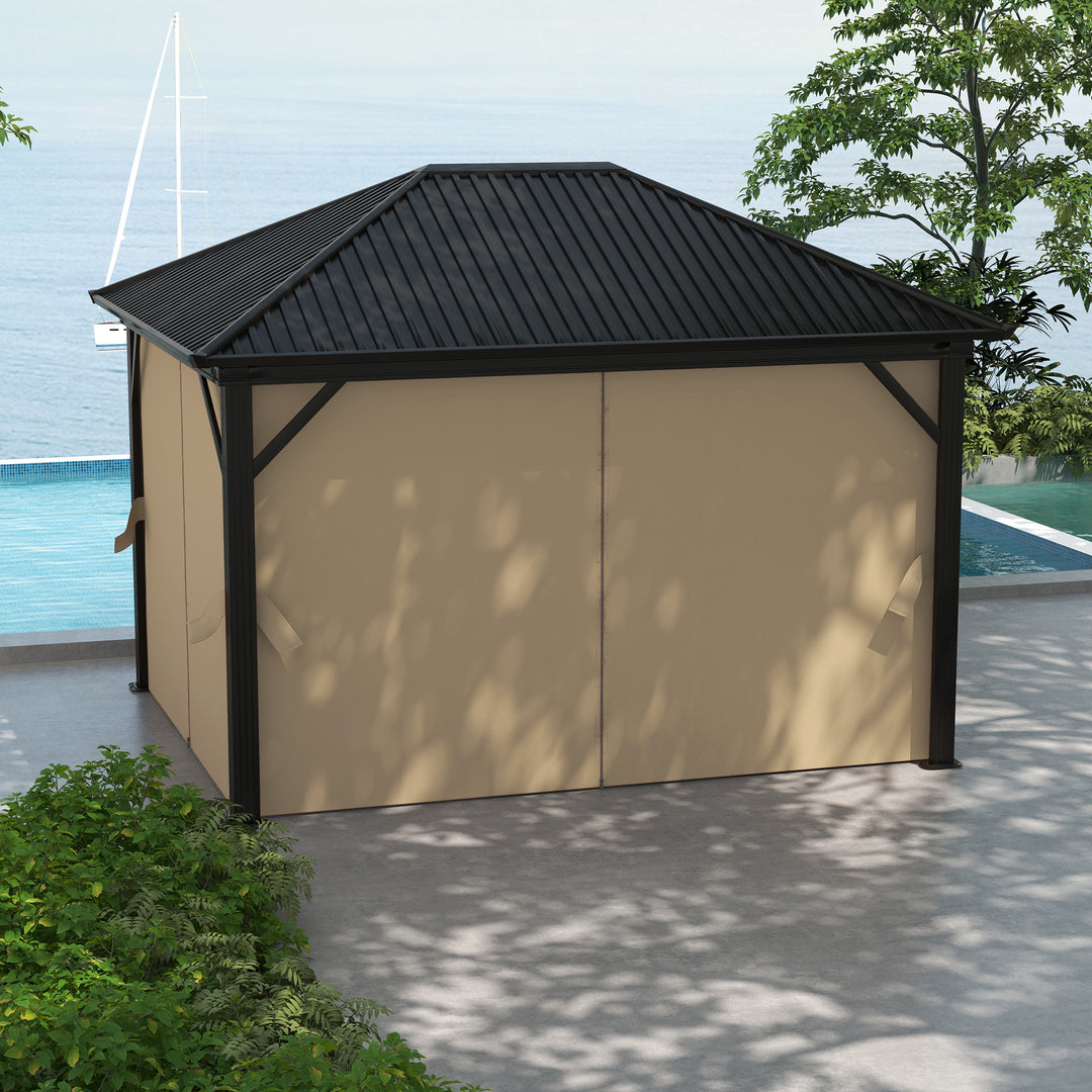 Outsunny 3.6 x 3m Aluminium Frame Hardtop Gazebo, with Accessories