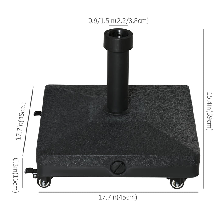 20kg Garden Parasol Base with Wheels Heavy Duty Sand or Water Filled Patio Umbrella Base for Outdoor Deck Beach Black