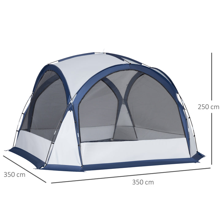 Dome Tent for 6-8 Person, Camping Tent with 4 Zipped Mesh Doors, Removable Oxford Cloth, Lamp Hook, Portable Carry Bag, White and Blue