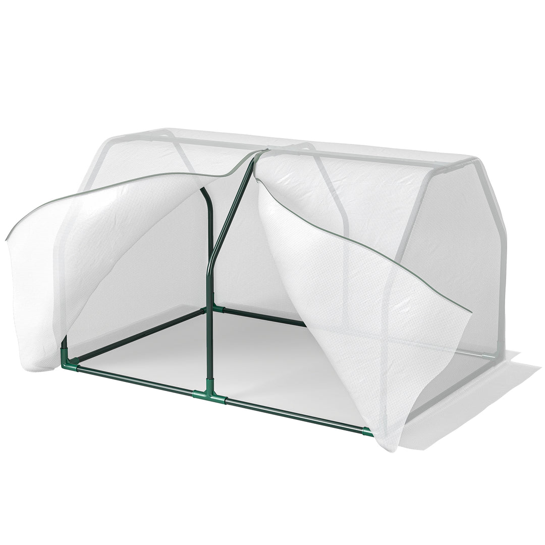 MCL Mini  Greenhouse Grow House PVC Cover Steel Frame White 99L x 71W x 60H cm