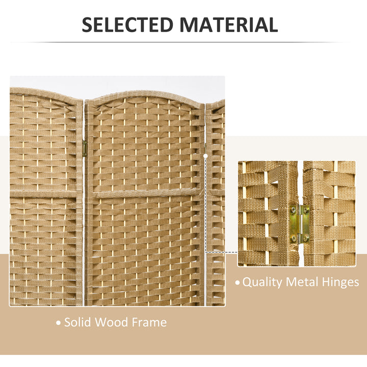6 Panel Folding Room Divider, Freestanding Privacy Screen for Living Room, Bedroom and Office, 240 x 170cm, Natural
