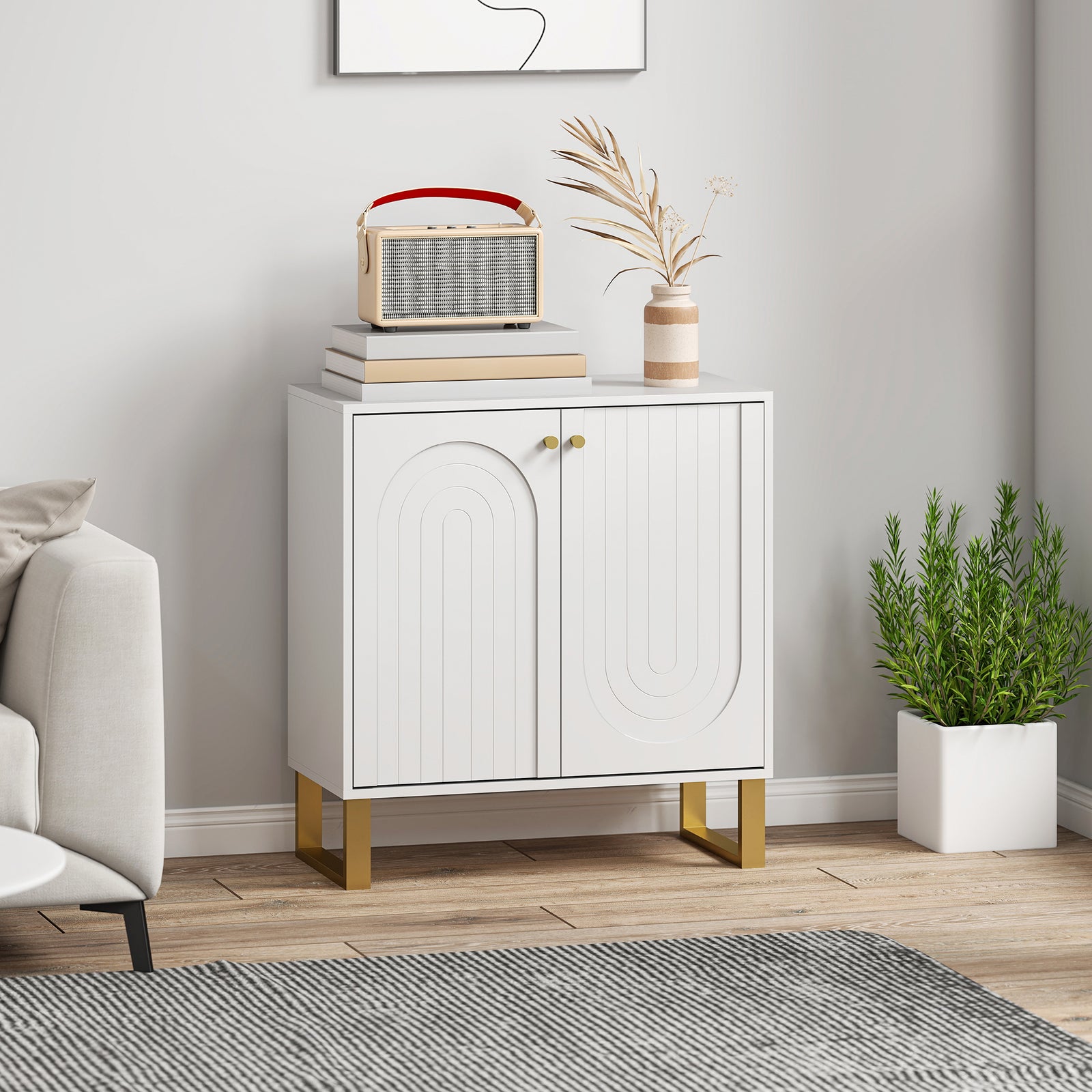 2-Door Sideboard Storage Cabinet - White