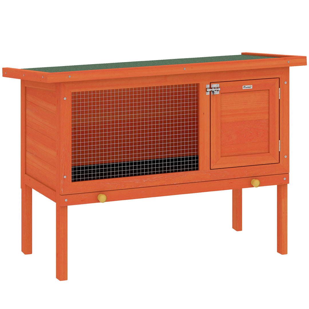 Wooden Rabbit Hutch, Guinea Pig Hutch with Asphalt Roof, Outdoor Eleva