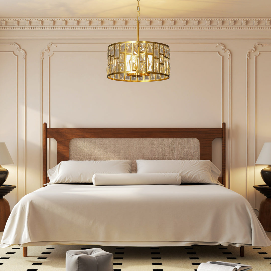 MCL 72 Glass Crystallite Chandelier - Gold-Tone