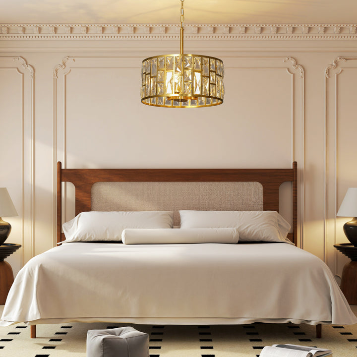 MCL 72 Glass Crystallite Chandelier - Gold-Tone