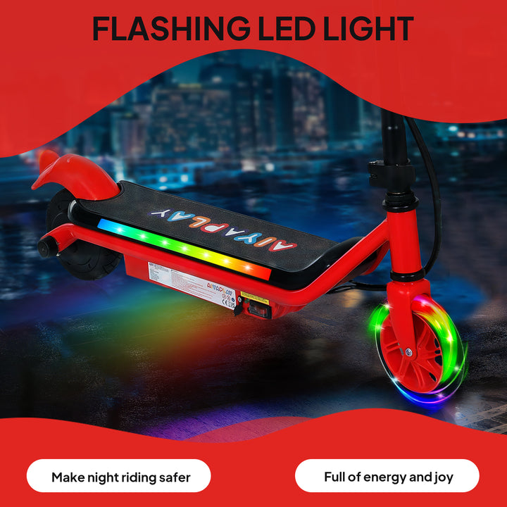 Electric Scooter for Kids Ages 6-14, with Dual Brakes, Flash Wheel and Colourful Light, Kids Electric Scooter E Scooter, Up to 12 KM/H & 10 KM, Red