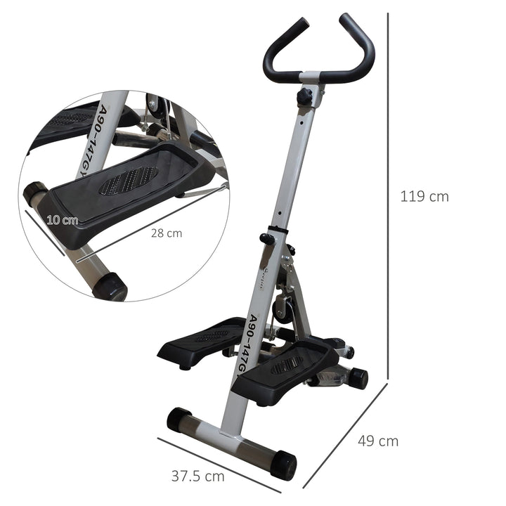 Stepper w/ Handle Hand Grip Workout Fitness Machine For Fitness Aerobic Exercise Home Gym Grey
