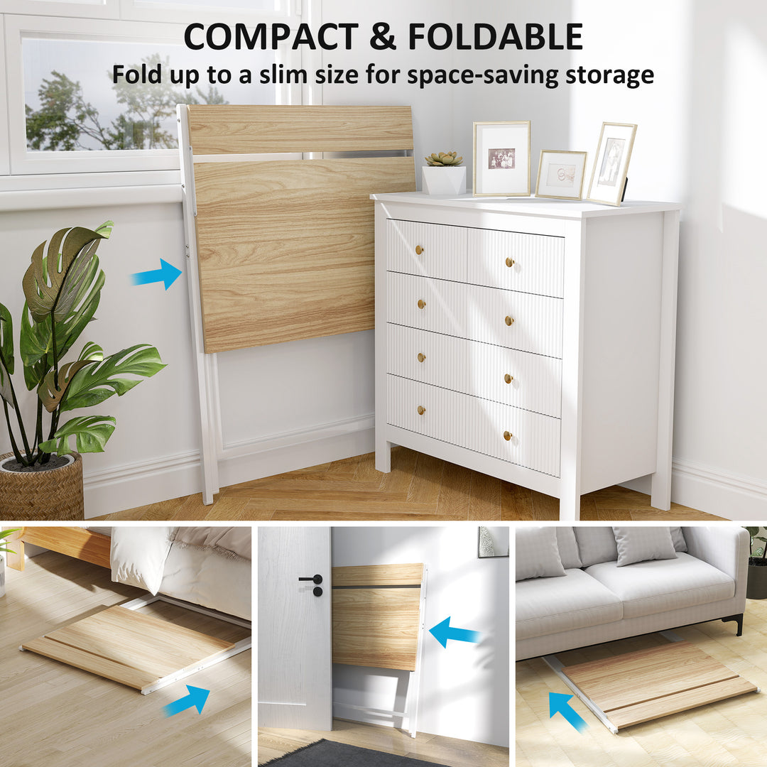 81.5 cm Folding Computer Desk with Monitor Shelf - Natural Wood Finish