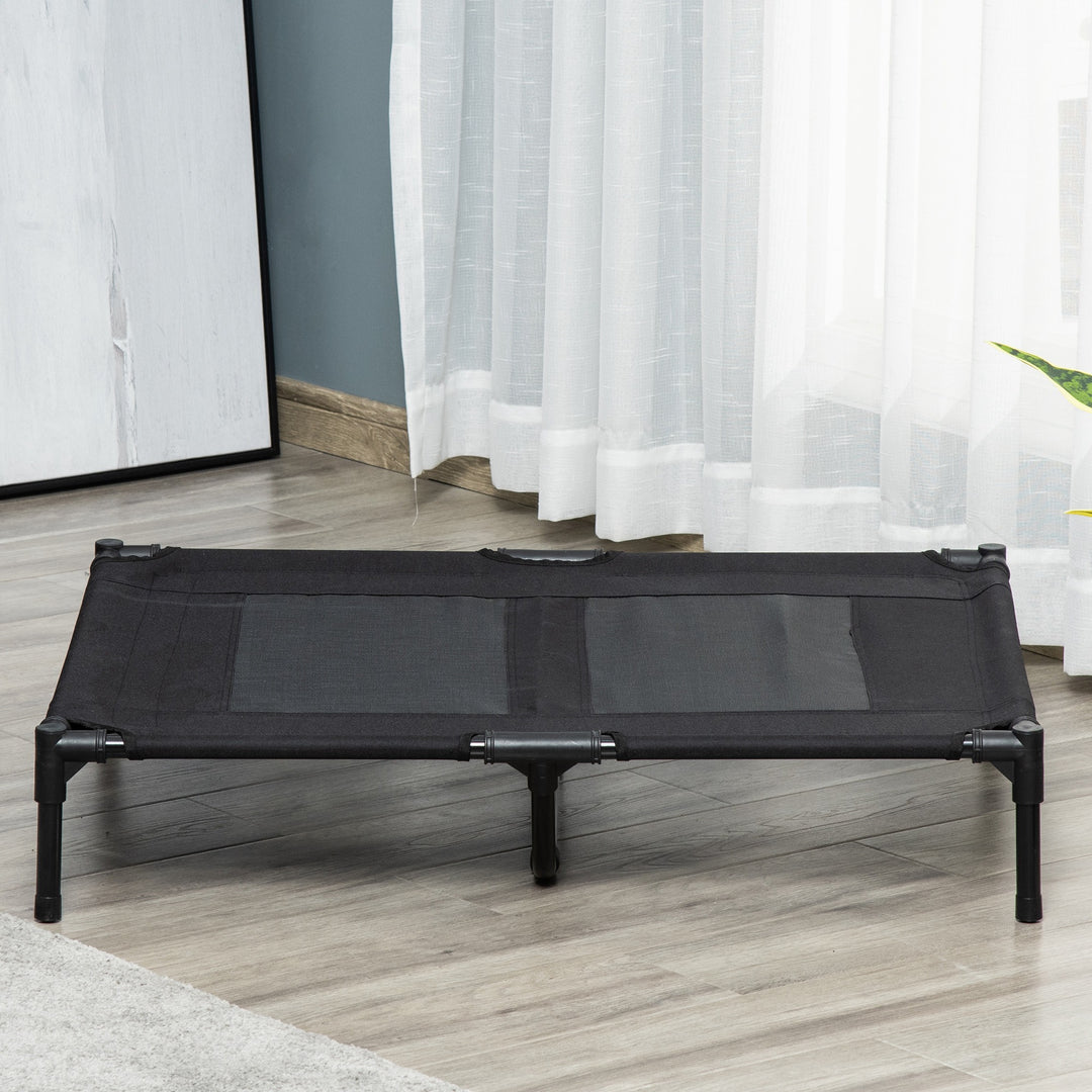 MCL Large Raised Dog Bed Cat Elevated Lifted Cooling Portable Camping Basket Outdoor Indoor Mesh Pet Cot Metal Frame Black