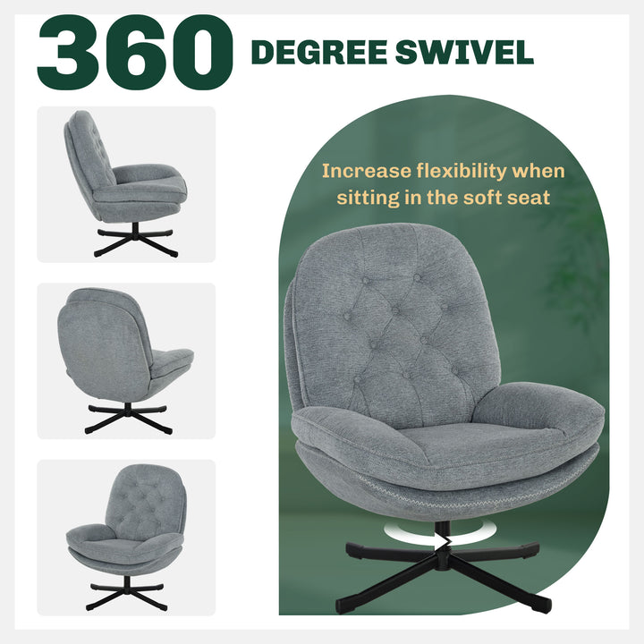 Relaxed Swivel Armchair - Grey