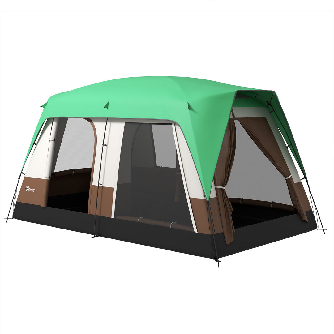 Six-Man Camping Tent, with Small Rainfly and Accessories - Green