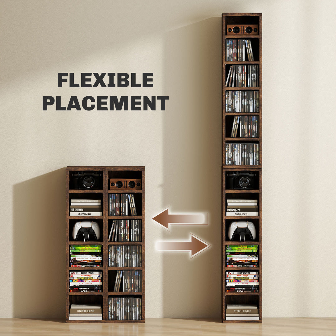 Set of Two 102 CD Storage Units - Mid Brown Wood-Effect