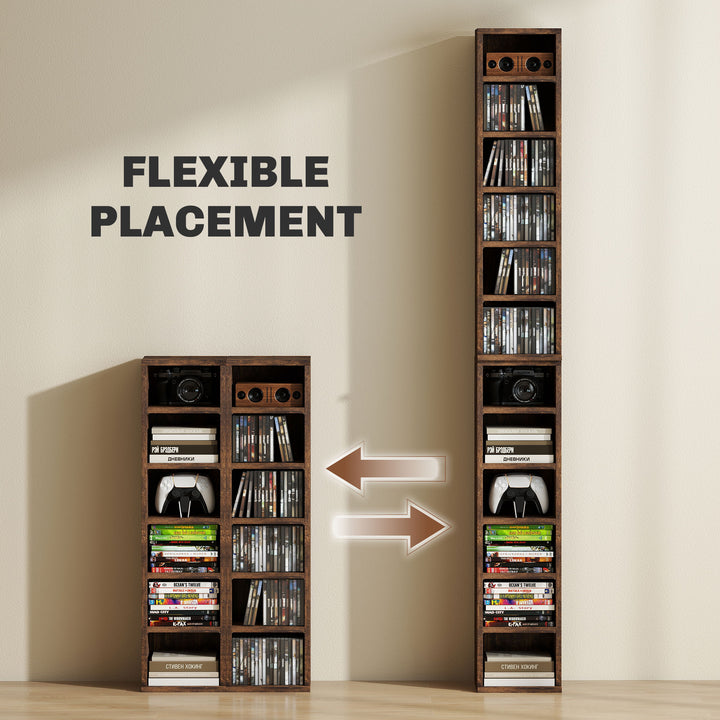 Set of Two 102 CD Storage Units - Mid Brown Wood-Effect