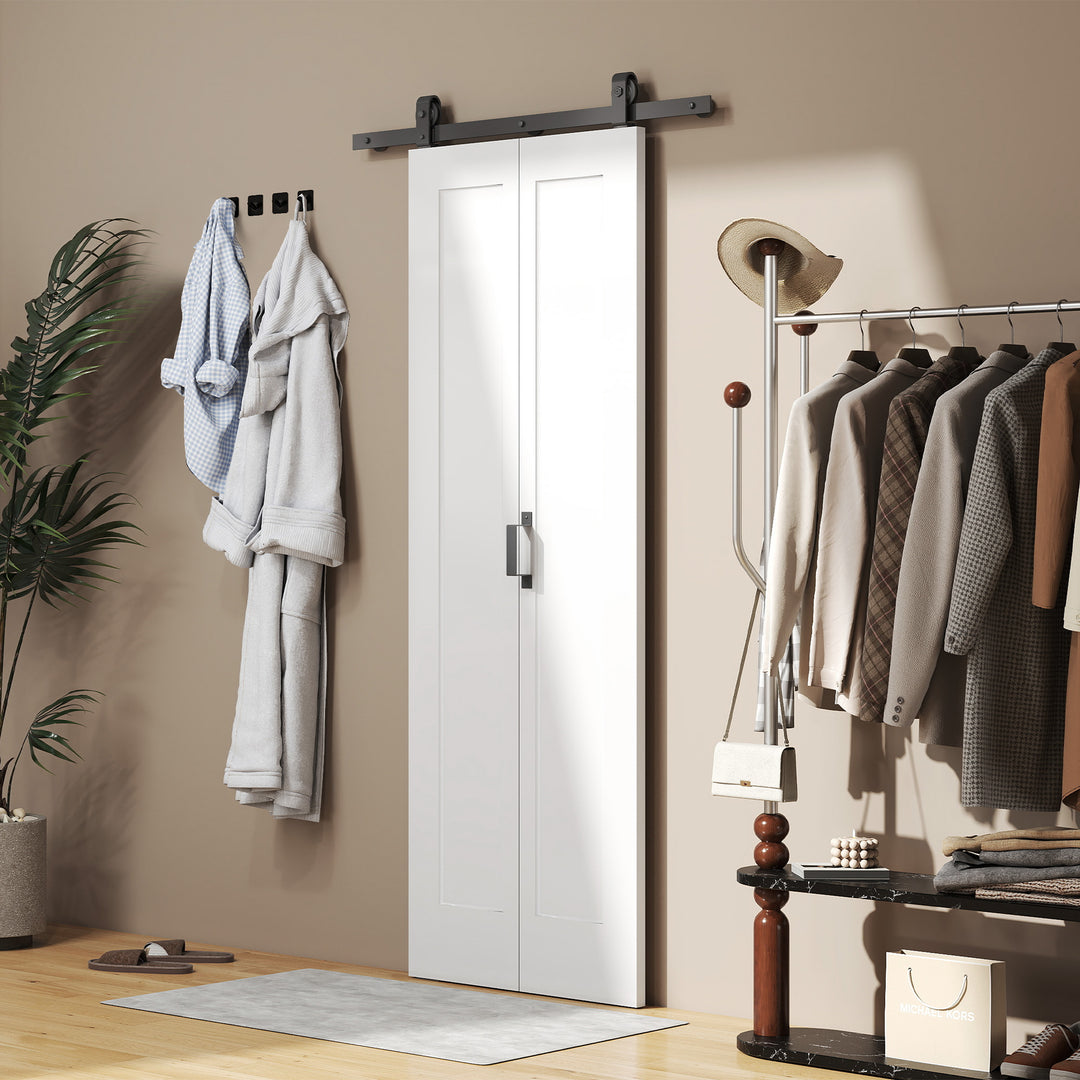 Slide Door, 70cm Modern Sliding Door Set Kit with Steel Rail, White