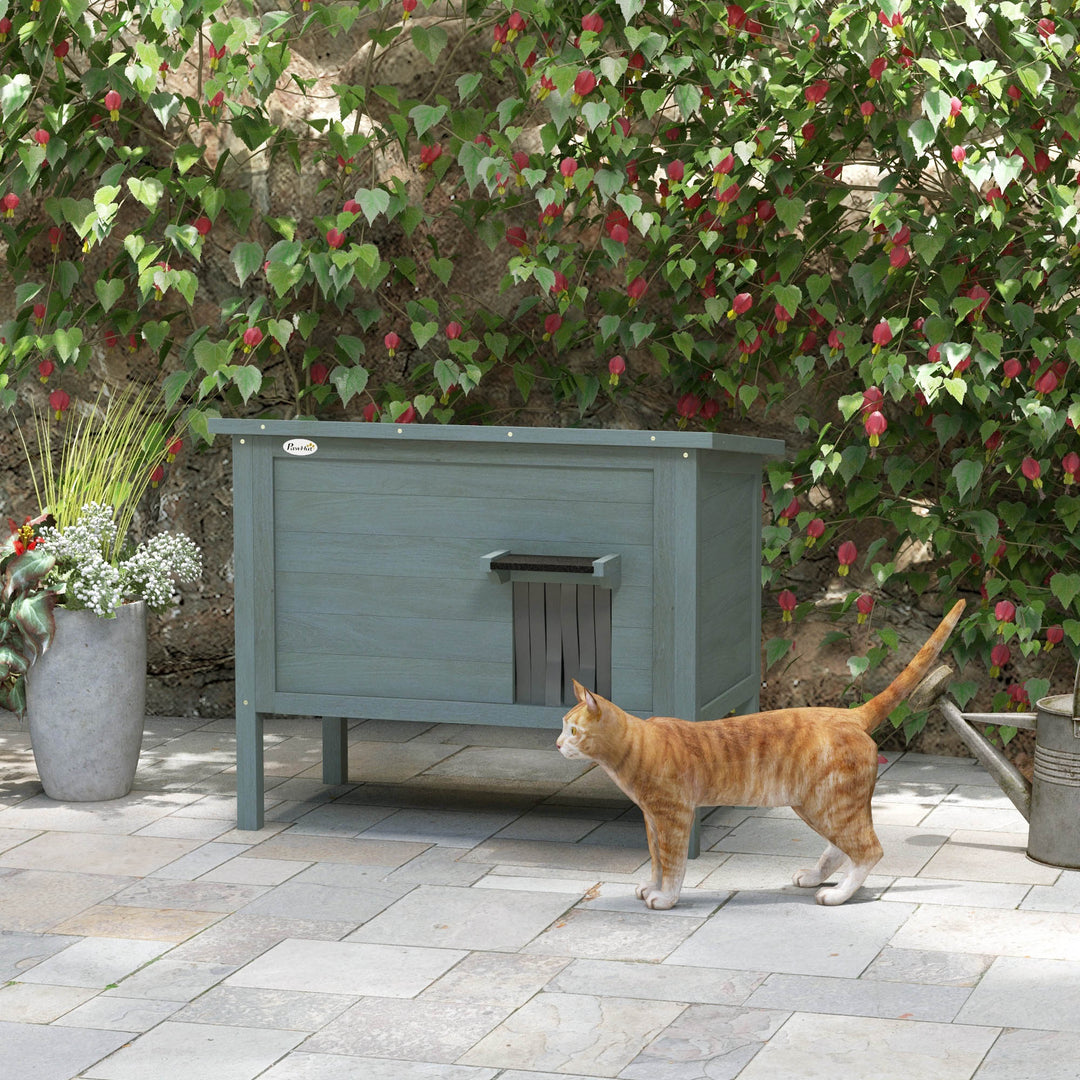Feral Cat House, Wooden Insulated with Removable Floor, Water-Resistant Openable Roof - Charcoal Grey