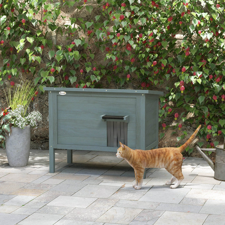 Feral Cat House, Wooden Insulated with Removable Floor, Water-Resistant Openable Roof - Charcoal Grey