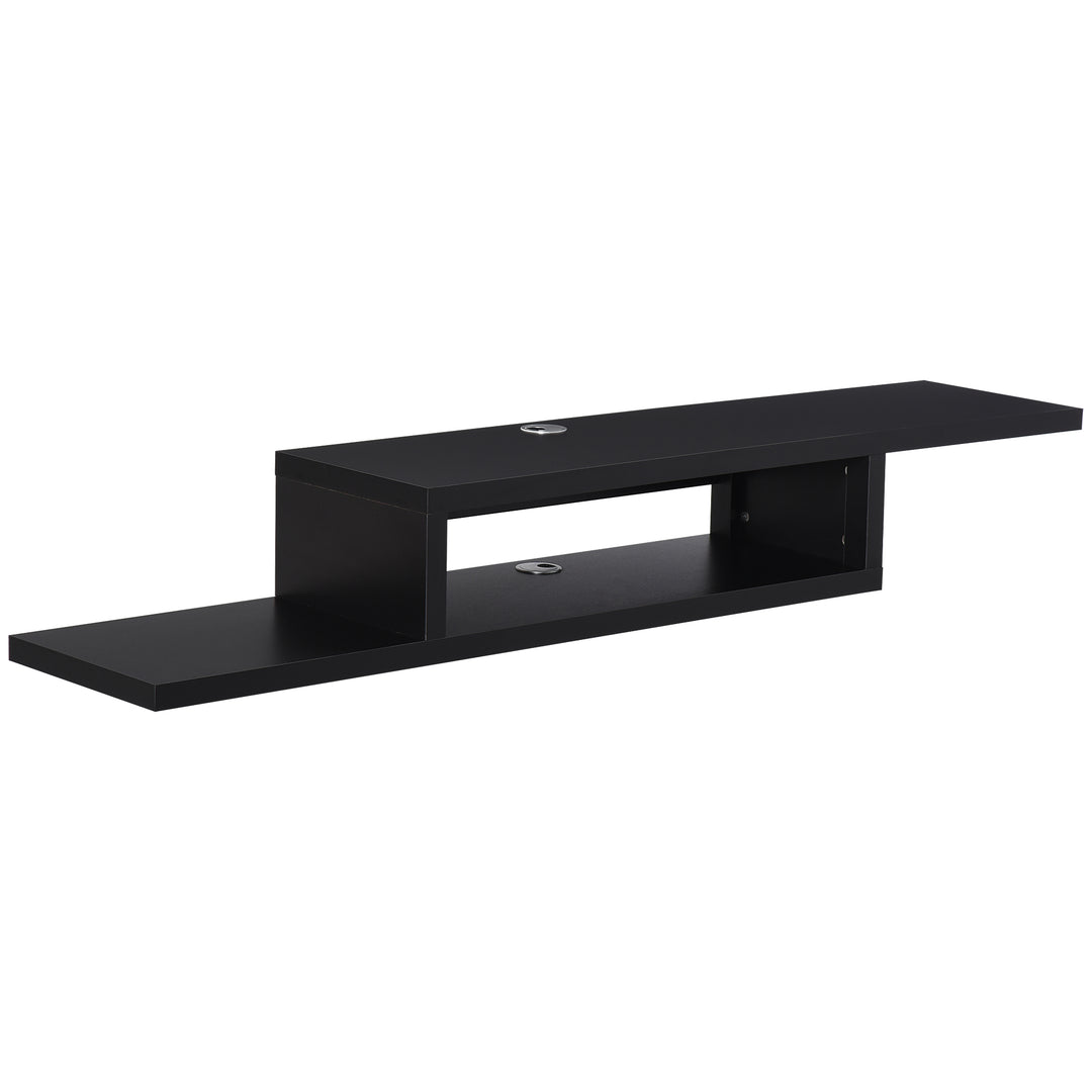 Floating TV Unit, Wall Mounted TV Stand with Open Shelf and 2 Cable Holes, Entertainment Unit for Living Room