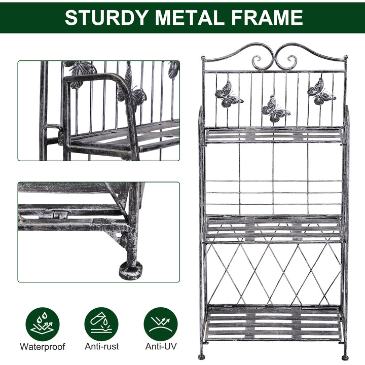 3 Tier Plant Stand Indoor Outdoor, Metal Plant Shelf Flower Display Rack for Potted Plants Garden Balcony Decor, 44 x 25 x 96 cm