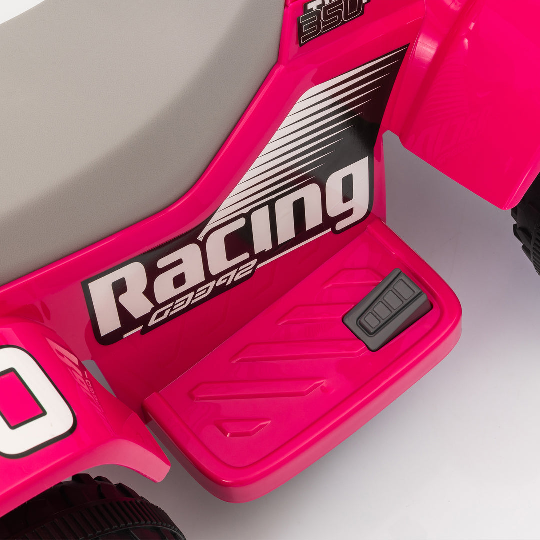 AIYAPLAY 6V Electric Quad Bike for Kids, Ride On ATV w/ Forward/Reverse, Headlights, for Ages 18-36 Months, Pink