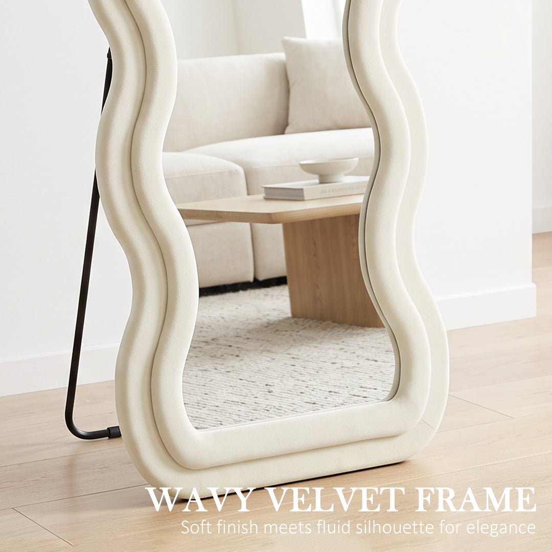 Full Length Mirror, 160 x 60 cm Wavy Full Body Wall Standing Mirror wi