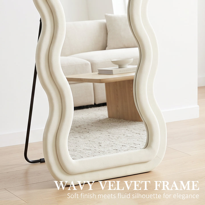 Full Length Mirror, 160 x 60 cm Wavy Full Body Wall Standing Mirror wi