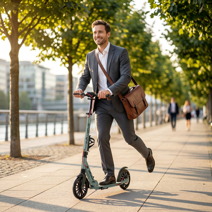 Foldable Kick Scooter with Height Adjustable Handlebar, One-click Fold