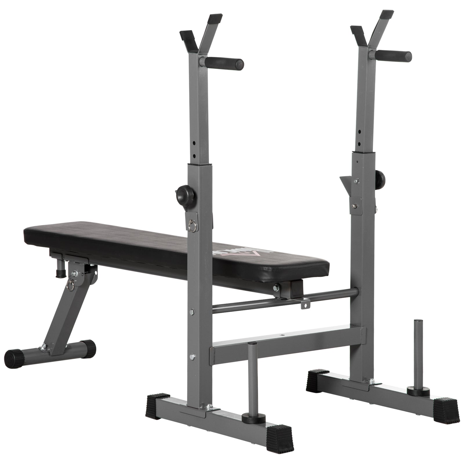 Adjustable Weight Bench, Foldable Bench, with Barbell Rack, Grey