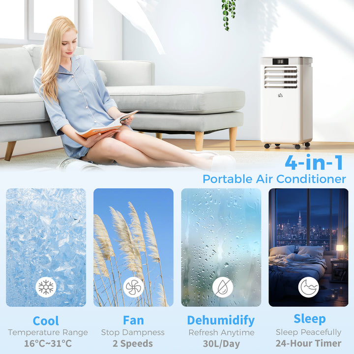 MCL 7000 BTU Air Conditioning Unit, 3-in-1 Portable Air Conditioner, Dehumidifier, Cooling Fan with Remote Control, LED Display, 2 Speeds, 24H Timer, Window Venting Kit, 15m²
