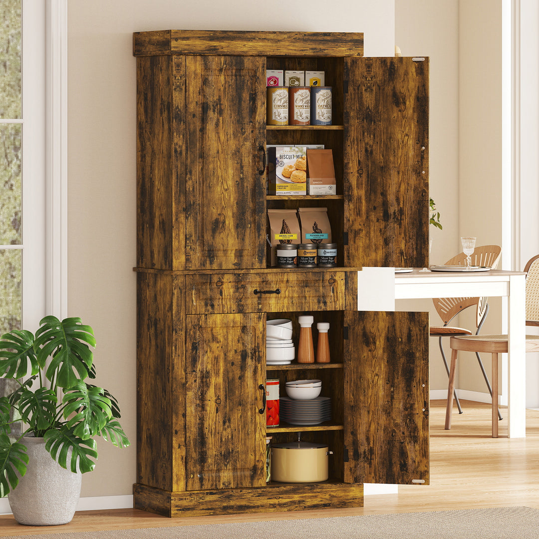 Tall Kitchen Cupboard, Kitchen Pantry Cabinet with Drawer, Shelves