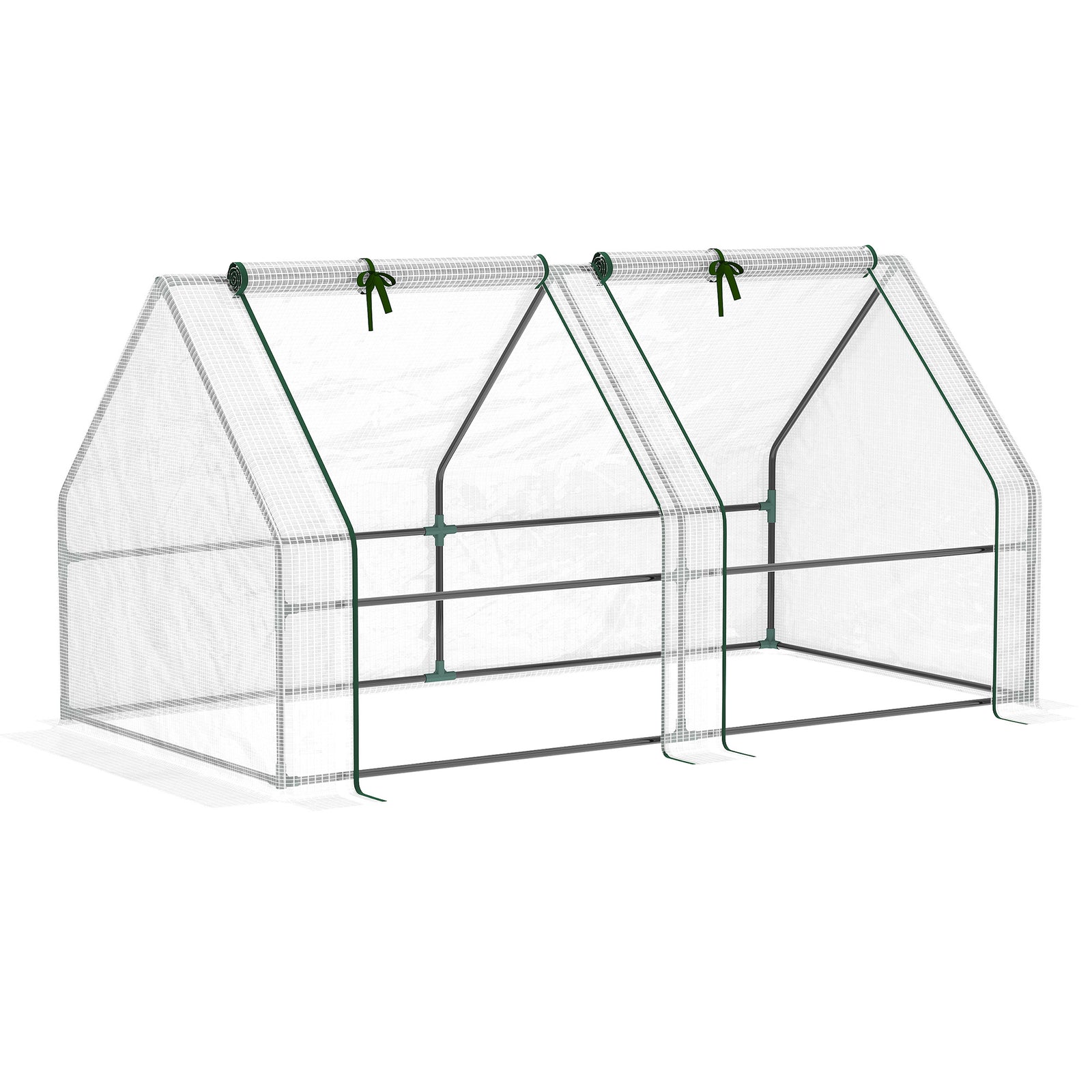 Mini Small Greenhouse with Steel Frame & PE Cover & Zipped Window Poly tunnel Steeple for Plants Vegetables, 180 x 90 x 90 cm, White