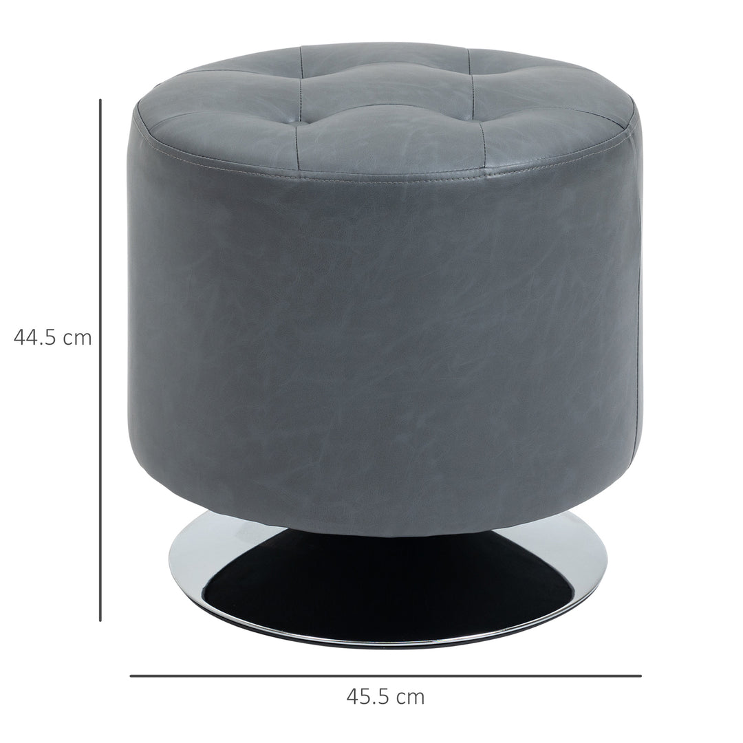 HOMCOM 360 Swivel Foot Stool, Round Ottoman with Thick Sponge Padding, Solid Steel Base, Grey | Aosom UK