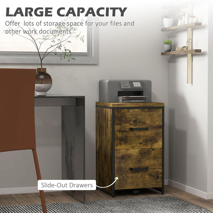 2-Drawer file Cabinet, Industrial filing cabinets for Home, Hanging File Folders, Vertical Home Office Organizer for A4 Size, Rustic Brown