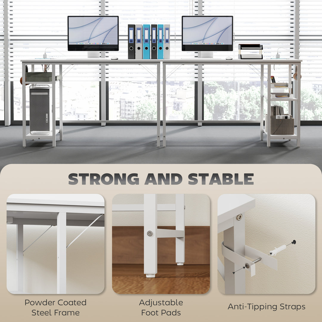 Computer Desk, with Power Sockets - White