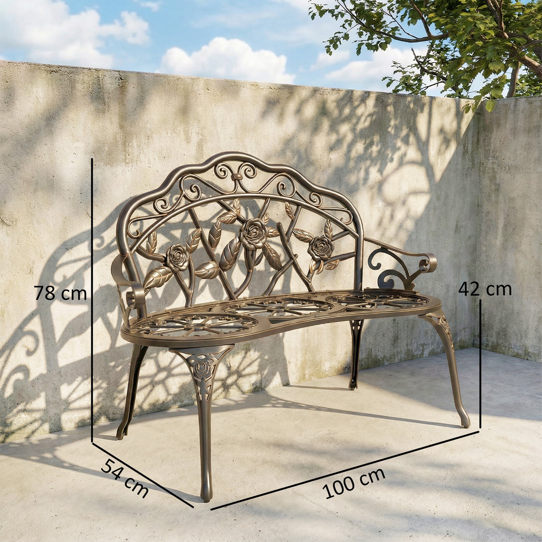 Cast Aluminium Garden Bench - Bronze Tone