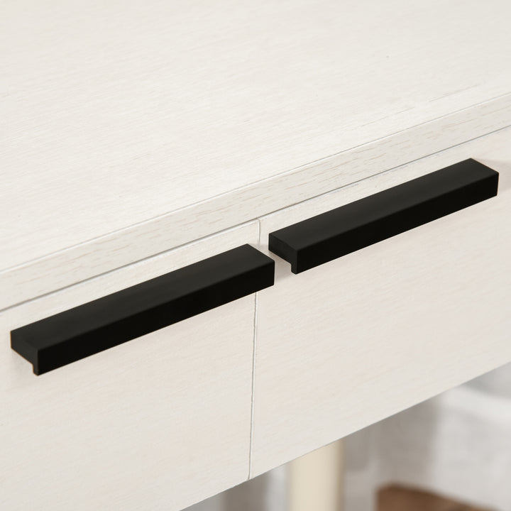 MCL Dressing Table with Mirror and Stool, Vanity Makeup Desk Set with 2 Drawers, Cushioned Stool and Make-up Organiser for Bedroom and Dressing Room, 80 x 40 x 123 cm, White