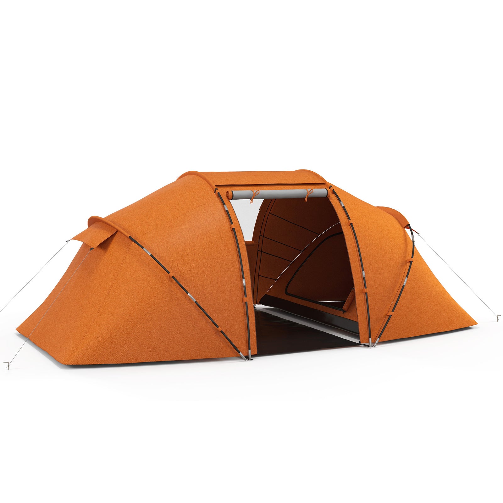 4-6 Man Camping Tent with Living Area and 2 Bedrooms, Hiking Sun Shelter, UV Protection Tunnel Tent, Orange