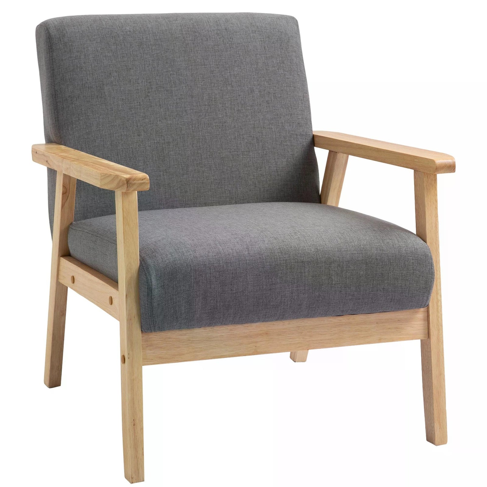 Minimalistic Wooden Frame Accent Chair, with Padded Seat
