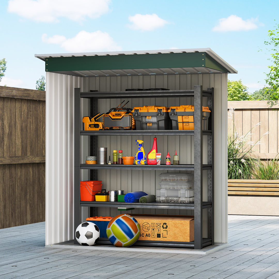 5 x 3ft Garden Storage Shed with Sliding Door and Sloped Roof Outdoor Equipment Tool, Green